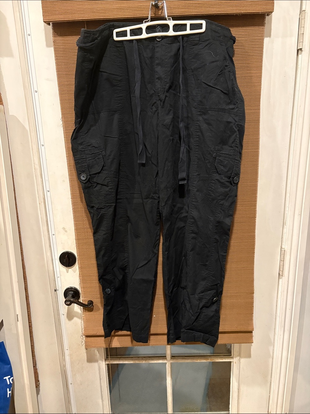 Lane Bryant Black Cargo Jogger Pants with Drawstring